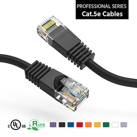 CAT5E UTP Ethernet Network Booted Cable- 125Ft- Black
